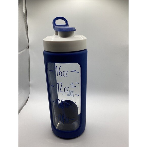 Ello Glass ShakeWater Bottle Blue 16 oz Flip Top Locking Lid Easy Cleaning - Picture 1 of 4